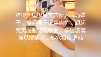 难得一见极品美穴新人乖巧妹子，撩起裙子没穿内裤，翘起完美屁股菊花吸烟，拿出玻璃黄瓜爆菊花，掰穴极度诱惑